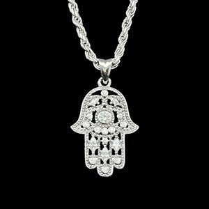 🟦SALE🟦 Sterling silver and cubic zirconia Hamsa Hand protective amulet pendant